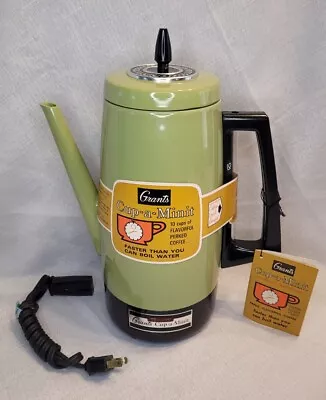 Grants Automatic Cup-a-Minit Electric Coffee Percolator 5-10 Cups Vintage NEW • $79.99