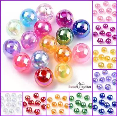 Clear'AB' Lustre Rainbow Pearl Beads 6mm 8mm 10m Round Colour Choice   • £2.49