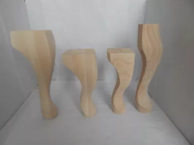 4x WOODEN FURNITURE LEGS/FEET REPLACEMENT QUEEN ANNE STYLE  BEECH-SOFA CHAIRS • £18.50