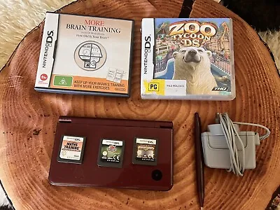 Nintendo DSi XL Console Burgundy + 5 Games • $170