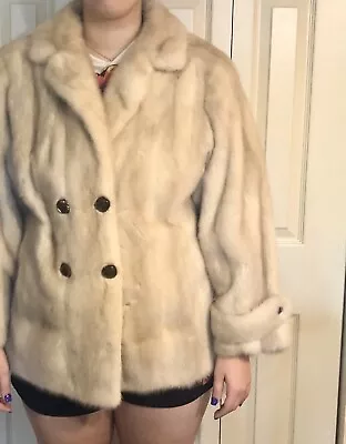 Custom Vintage Real GENUINE  Fur Blonde Mink Coat Jacket Large (A Flawless:READ) • $120