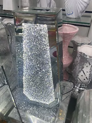 £49.99 • Buy Large LED40Cm Sparkle Diamond Crushed Crystal Sparkly Silver Mirrored Floor Vase
