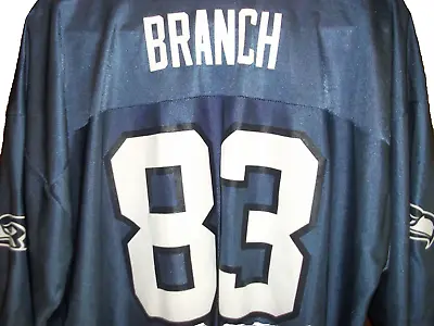 Vintage DEION BRANCH Seattle Seahawks #83 Steel Blue Home Jersey Size 2XL NFLPA • $24.99