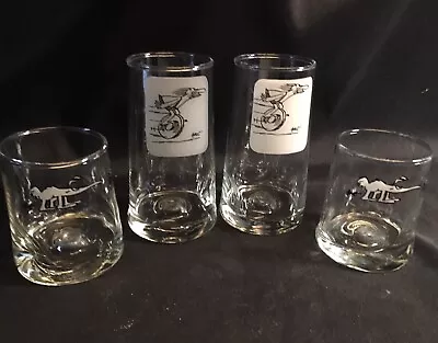 Vintage Marathon Gasoline BC Comic Caveman And Anteater Glass Set 4pc. • $15