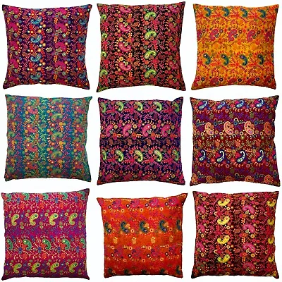 Indian Boho Mandala Cushion Covers Cotton Embroidery Boho 24  X 24  Zip Large • £1.99