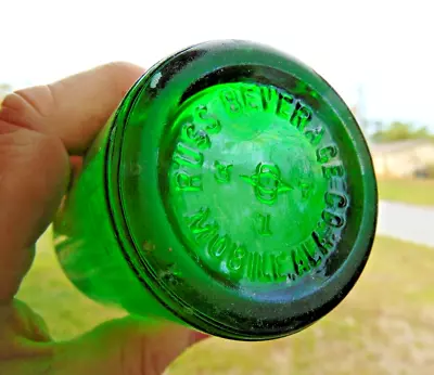 MOBILE ALA. Vintage GREEN Russ Beverage Co. SODA BOTTLE - ALABAMA • $9.99