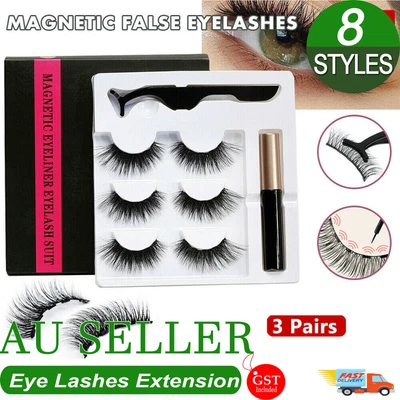 $5.79 • Buy Magnetic False Eyelashes Natural Eye Lashes Extension Liquid Eyeliner Tweezer