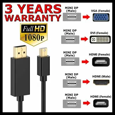 $7.75 • Buy Mini Displayport DP To HDMI VGA DVI Display Port Adapter Cable For MacBook IMac