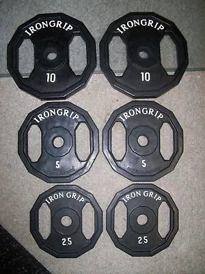 1  IRON GRIP BARBELL PLATES BODYBUILDING STRONGMAN Fitness YORK Exercise GYM Abs • $55