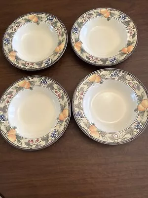 Mikasa Intaglio Garden Harvest Set Of 4 Rimmed Soup/Pasta Bowls 9 1/4  Beautiful • $15.95