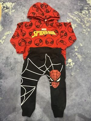 £4 • Buy Spiderman Marvel Set 1-2 Years  Black Bottoms / Joggers Red Hoodie