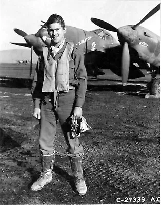 WW2 WWII Photo USAAF P-38 Lightning Fighter Pilot 14th FG World War Two / 5371 • $6.48