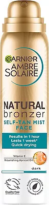 Garnier Ambre Solaire No Streaks Bronzer Dark Self Tan Face Mist 75 Ml • £8.22