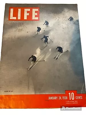 Life Magazine- January 24 1938-The Roosevelt Recession/Mud Wrestling/Alp Skiing • $14.99