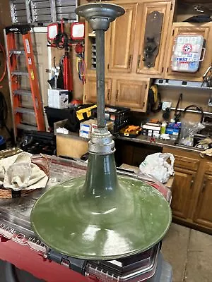 Antique 16 Inch Benjamin Industrial Porcelain Finish Vintage Light Fixture • $325