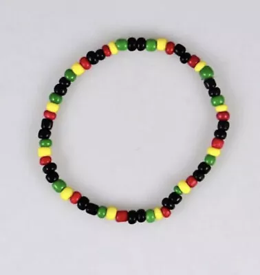 $14.90 • Buy Rasta Reggae Punk Hiphop Glass Seed Beads Stretch Bracelet 3 Pcs