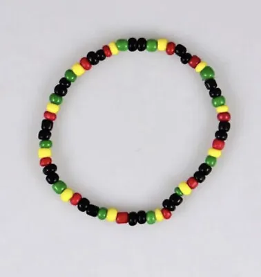 Rasta Reggae Punk Hiphop Glass Seed Beads Stretch Bracelet 3 Pcs • $14.90