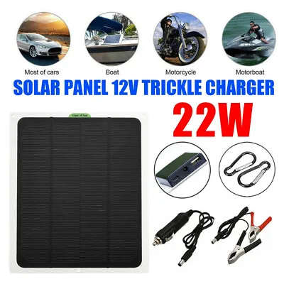 Trickle Charger 22W Solar Panel Kit 12V  Battery Charger Maintainer Boat RV Car • $20.42