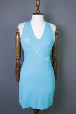 Versace Jeans Couture Blue Embroidered Sleeveless Bodycon Mini Dress Sz 30 / 40 • $117