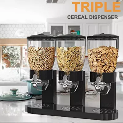 Triple/Double Cereal Dispenser Dry Food Storage Container Pasta Kitchen Machines • £9.95