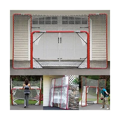 EZGoal Hockey Folding Pro Goal With Backstop And Targets 2-Inch Red/White • $258.20