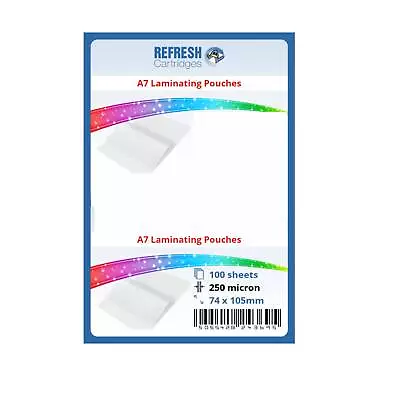 Refresh Cartridges Glossy Laminating Pouches A7 (75x105mm) 250 Micron Pack Of 10 • £7.77