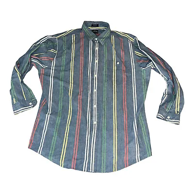 $25 • Buy Vintage Lee Chambray Stripe Denim Button Up Shirt Men’s XL