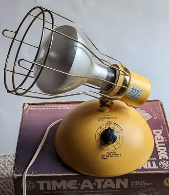 Vintage GE General Electric Deluxe Time A Tan Sun Lamp RSK-6 W/Bulb Tested Works • $45