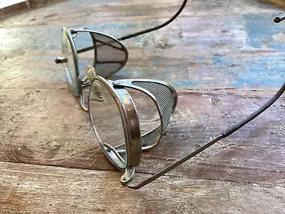 Vintage 1950s American Optical AO Safety Glasses Mesh Screen Shields Steampunk • $55