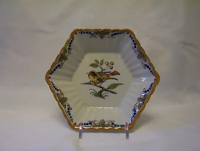 Tichelaar Makkum 6 Sided Trinket Dish Hand Painted Polychrome Bird On Branch • $40