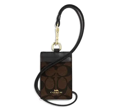 COACH ID Lanyard In Signature Canvas Brown Black 63274 • $69.50