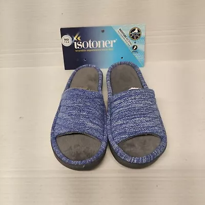 Isotoner Womens Slippers Enhanced Heel Cushion US Size 7.5-8 Sapphire Blue • $8.40