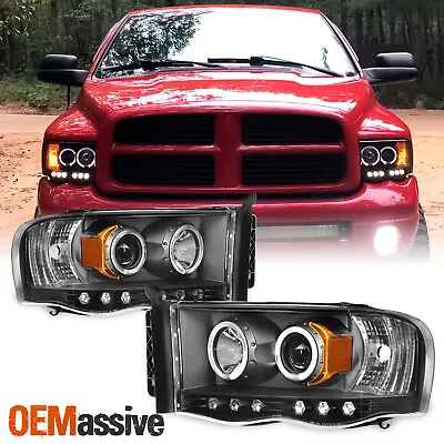 For 02-05 Ram 1500 | 2003-2005 Ram 2500 3500 Black Halo Projector LED Headlights • $110.88