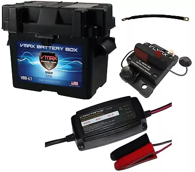 Marine Battery Box Kit: U1 Box + Smart Charger + 9  Cable + Circuit Breaker • $79.99