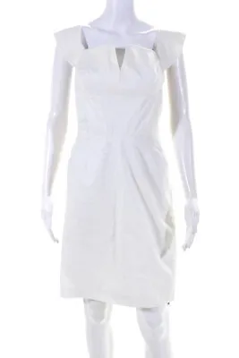 Z Spoke Zac Posen Womens Short Sleeves A Line Dress White Cotton Size 6 • $109.79