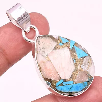 Copper Turquoise Gemstone 925 Sterling Silver Handmade Jewelry Pendant 1.69  • $7.89