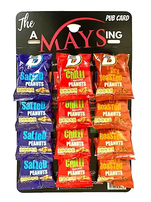 Big D Mix Salted | Chilli | Dry Roasted Peanuts On 'AMaysing' Pub Card 12 X 50g • £12.94