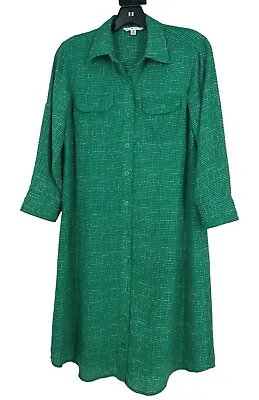 CAbi #429 Emerald Polka Dot Button Up Shirt Dress Size Small • $14.26