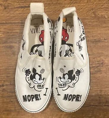 Zara Kids Disney Mickey Mouse Canvas Slip On Shoes Sneakers Size: US 12/13 • $19.95