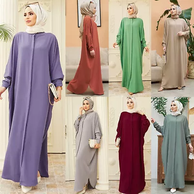 Womens Abaya Jilbab Kaftan Muslim Long Dress Dubai Cardigan Robe Maxi Dress • £13.29