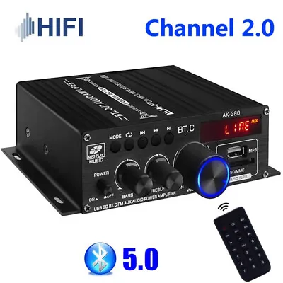 12V Car Home 2 Channel HiFi Bass Speaker Power Amp Audio Mini Stereo Amplifier • $24.49