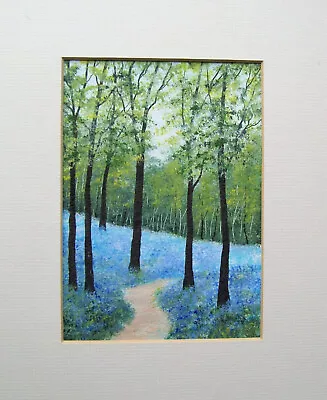 Original Hand Painted Bluebell Path Signed Landscape Painting • £12