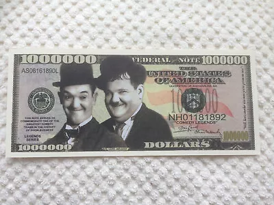 Set Of Two Laurel & Hardy Million Dollar Doublesided Novelty Banknotes. • £1.95