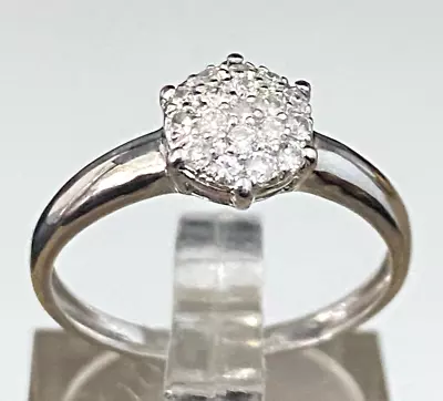 9K Solid White Gold & 0.28CT Diamond Cluster Ring Size O  -   7 • $330