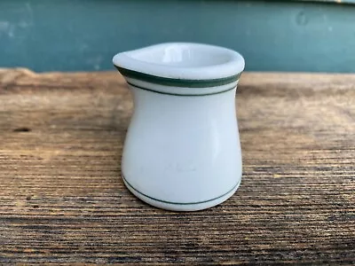 Victor Coffee Creamer White With Green Painted Stripes Vintage Diner Restaurant • $14.75