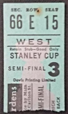 1963 Maple Leaf Gardens NHL Stanley Cup Semi Final Game 5 Shutout Ticket Stub  • $150