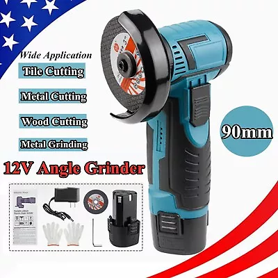 12V Mini Angle Grinder Polishing Machine Cordless Cutter W/ 2 Batteries & Gloves • $37.98