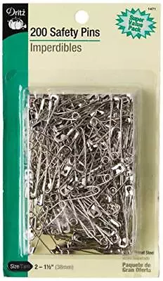  1-1/2  200 Count Nickel-Plated Steel Safety Pins Size 2 200-Count • $20.05