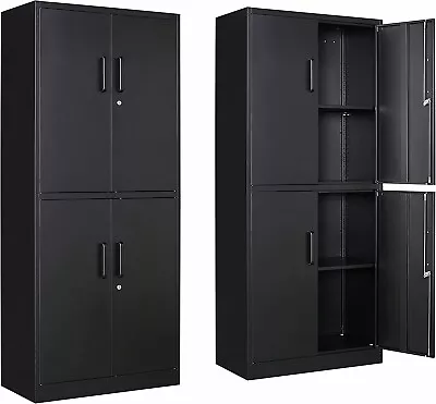 Metal Storage Cabinet Kitchen Cupboard Locker With 4 Door And Adjustable Shelves • $132.99