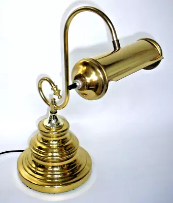 Vintage Ornate Brass Piano Desk Bankers Lamp Heavy 16  Tested • $35.70